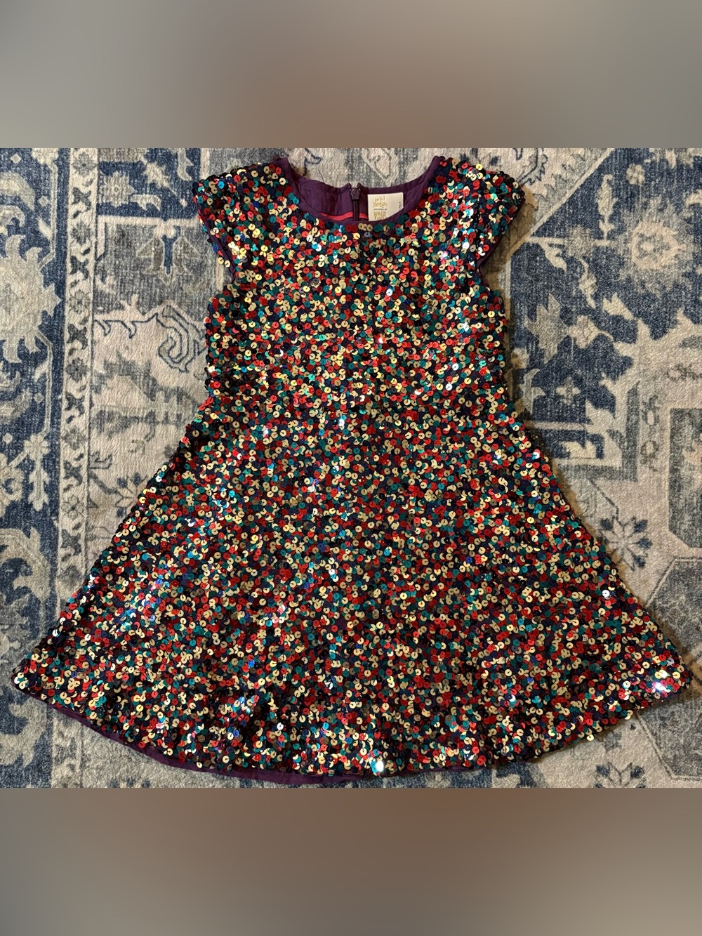 Mini Boden Multi-Color Sequin Party Dress (inspired by Roald Dahl)